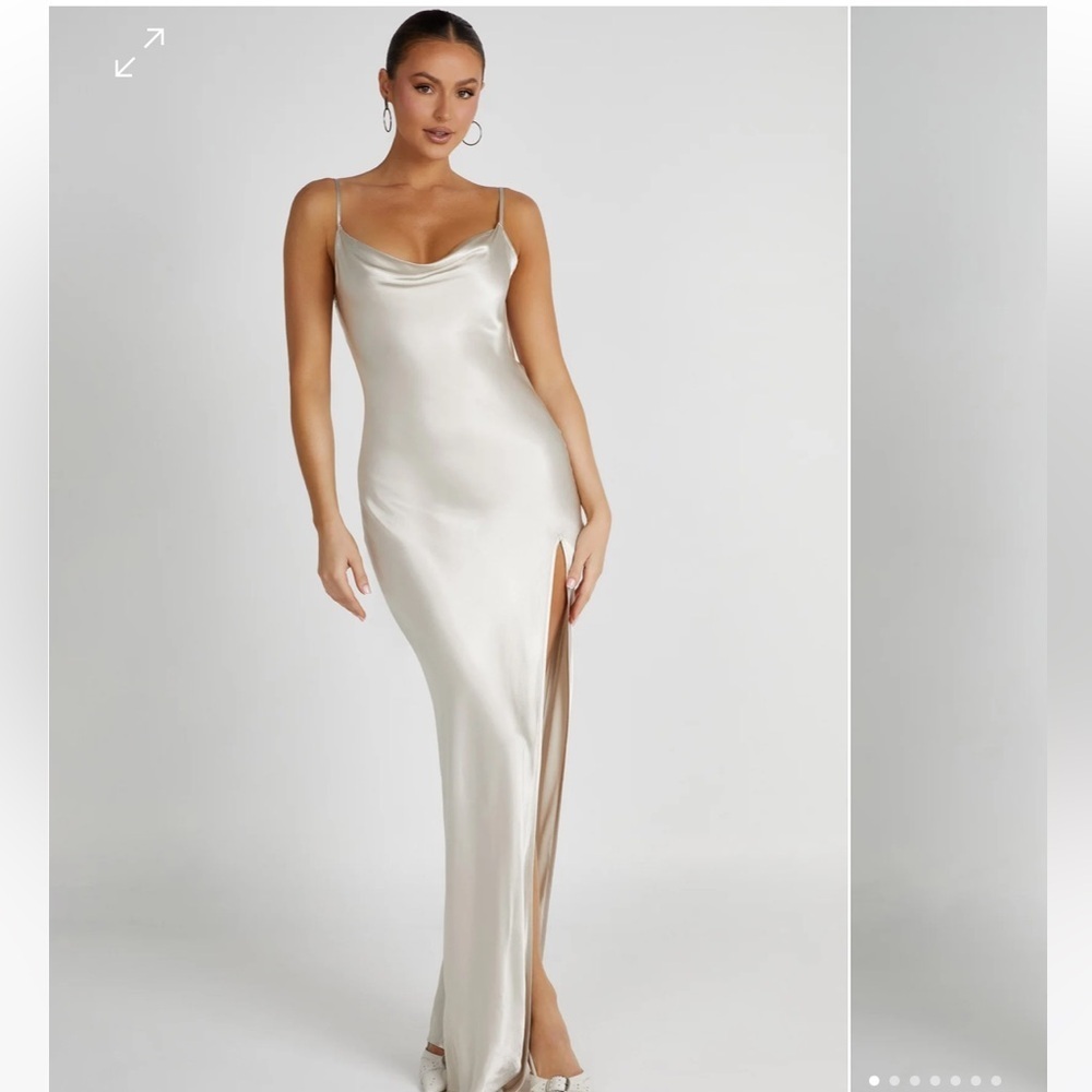 NWT Meshki Jade Cowl Neck Backless Maxi Dress - Bone Size 2XL